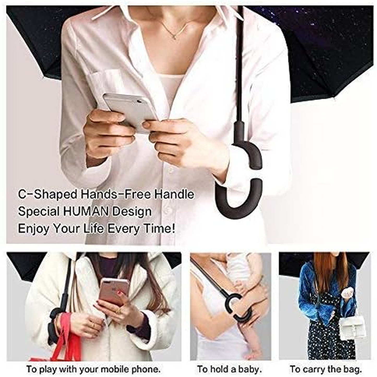 Foldable UV & Rain Umbrella with C-Shaped Handle – Kids (1 Pc / Mix Color) Signaturekarts