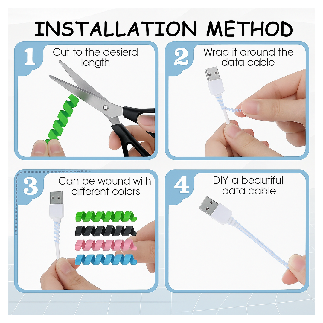 Spiral Charger Spring Cable Protector Data Cable Saver (Pack of 4) Your Brand