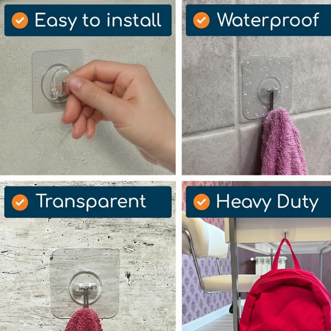 Transparent Rubber Vacuum Hangers for Bathroom, Kitchen, and Wall Your Brand