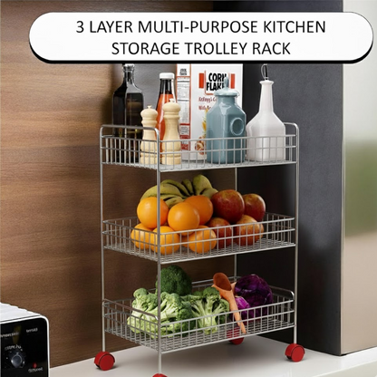 3-Tier Stainless Steel Kitchen Trolley Your Brand