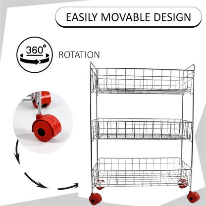 3-Tier Stainless Steel Kitchen Trolley Your Brand