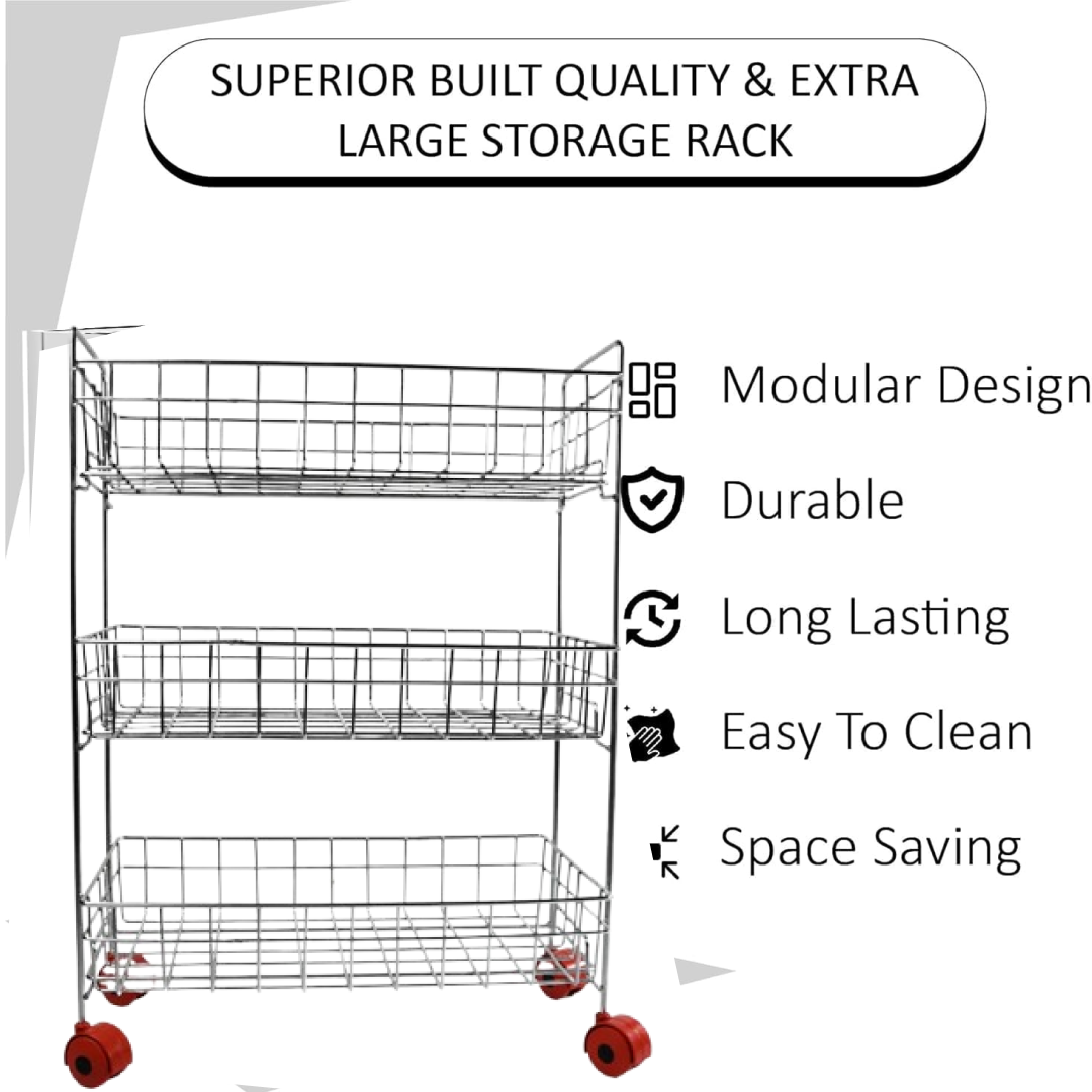 3-Tier Stainless Steel Kitchen Trolley Your Brand