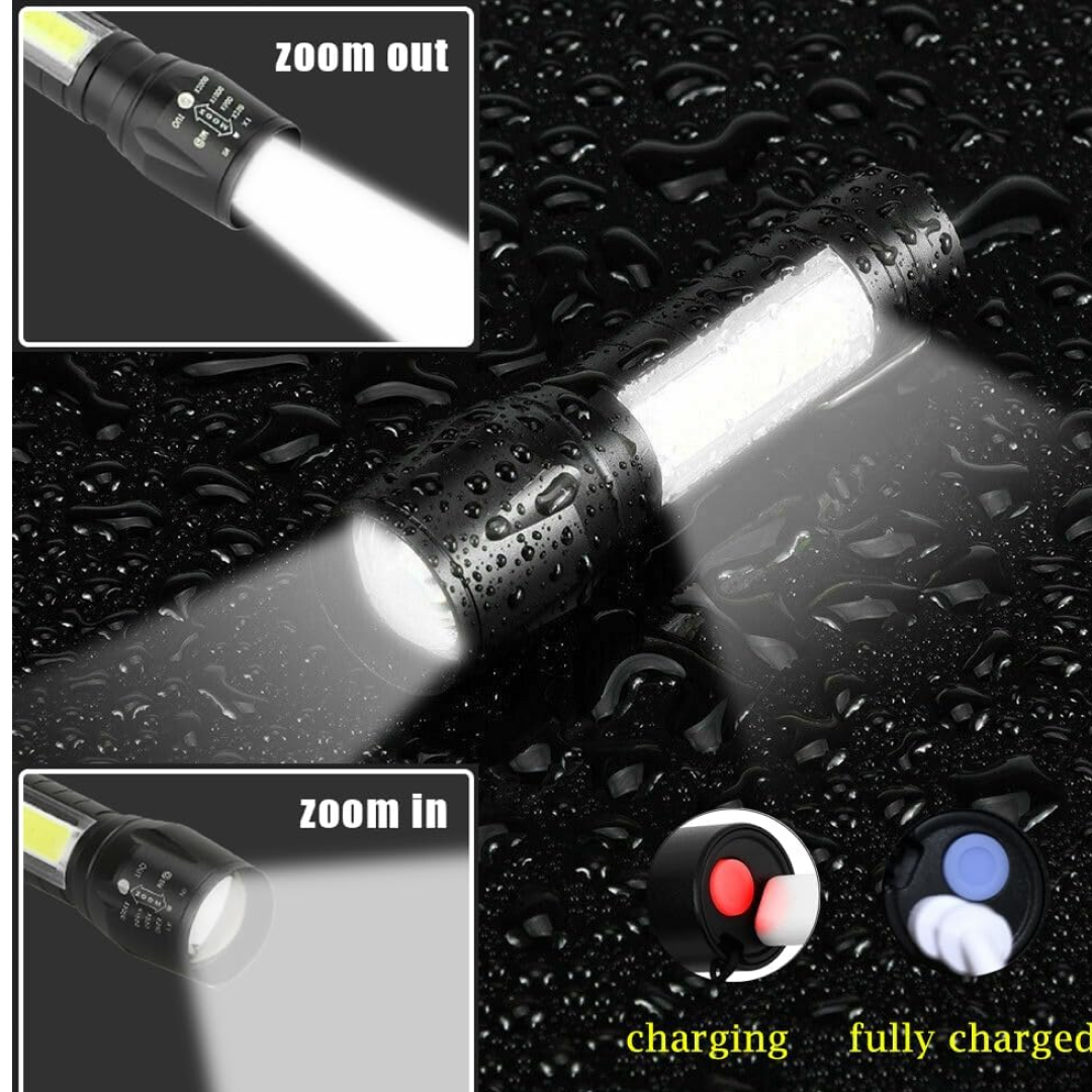 Mini Search Rechargeable LED Long Range Flashlight Emergency Light Torch Your Brand