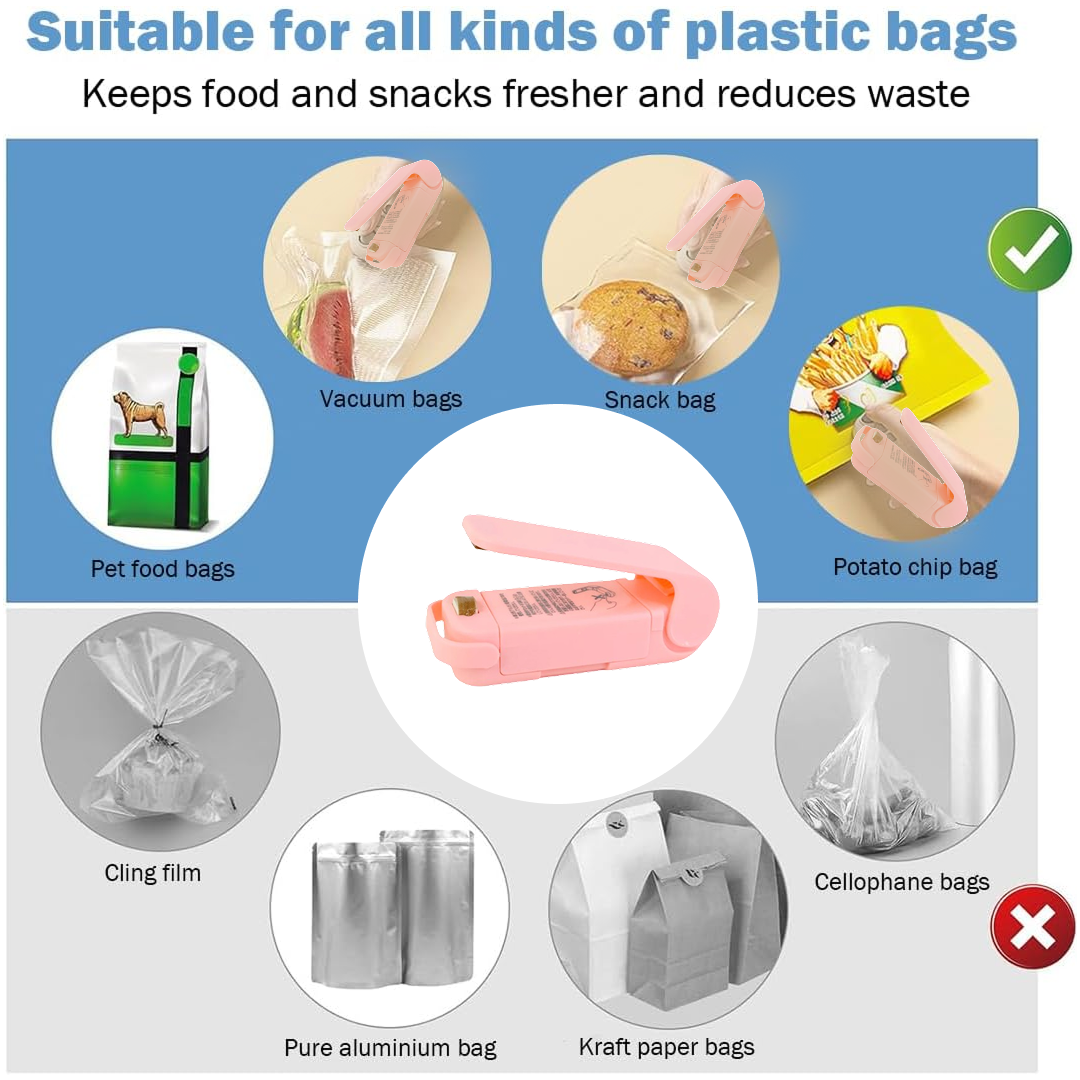 Mini Plastic Bag Sealer – Portable Heat Sealing Machine (Battery Operated / 1 Pc) Your Brand