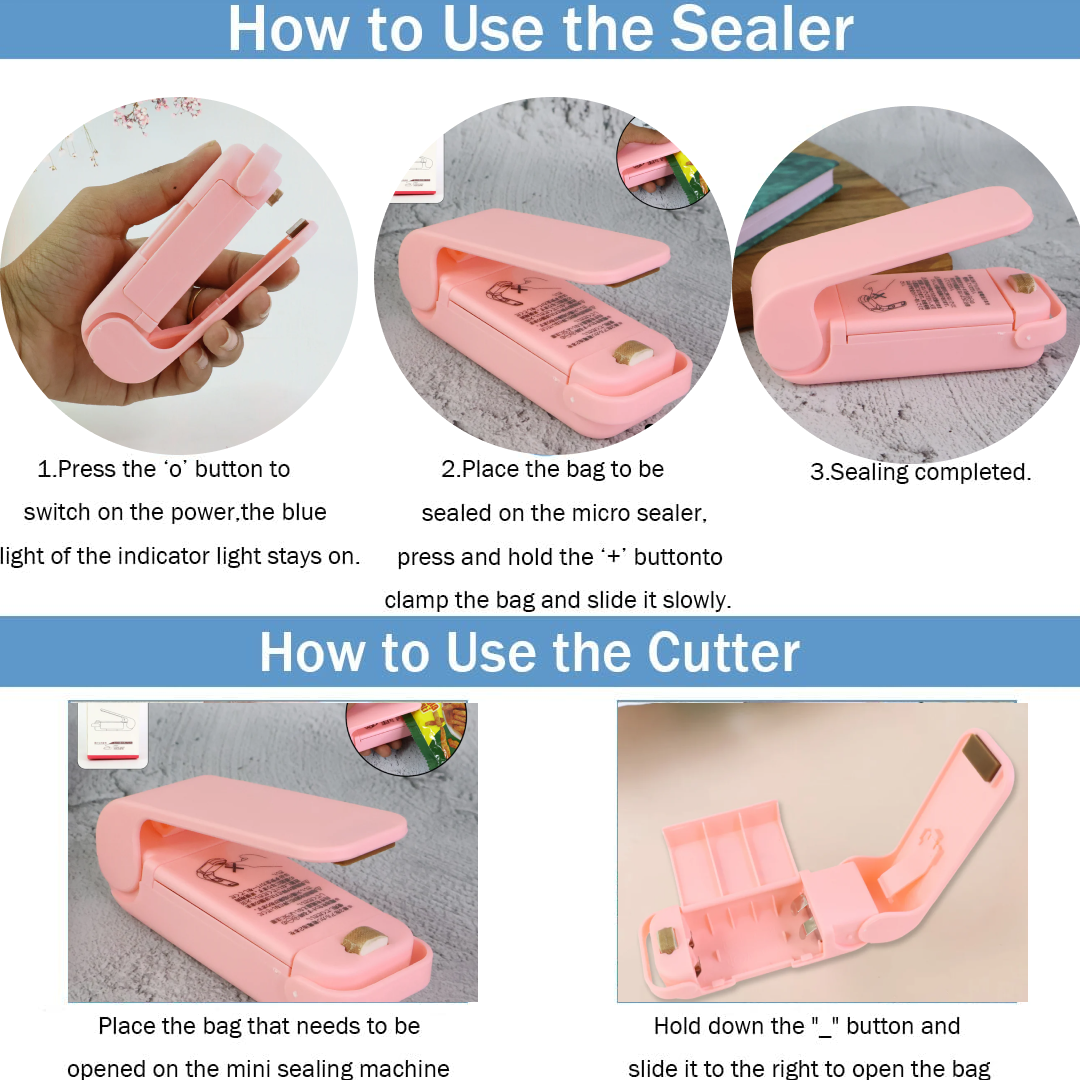 Mini Plastic Bag Sealer – Portable Heat Sealing Machine (Battery Operated / 1 Pc) Your Brand