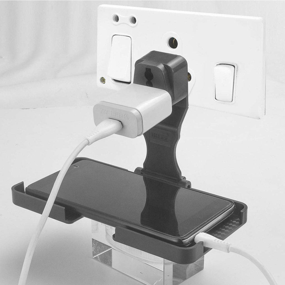 Multi-Purpose Wall Holder Stand for Charging Mobile (Black) Your Brand