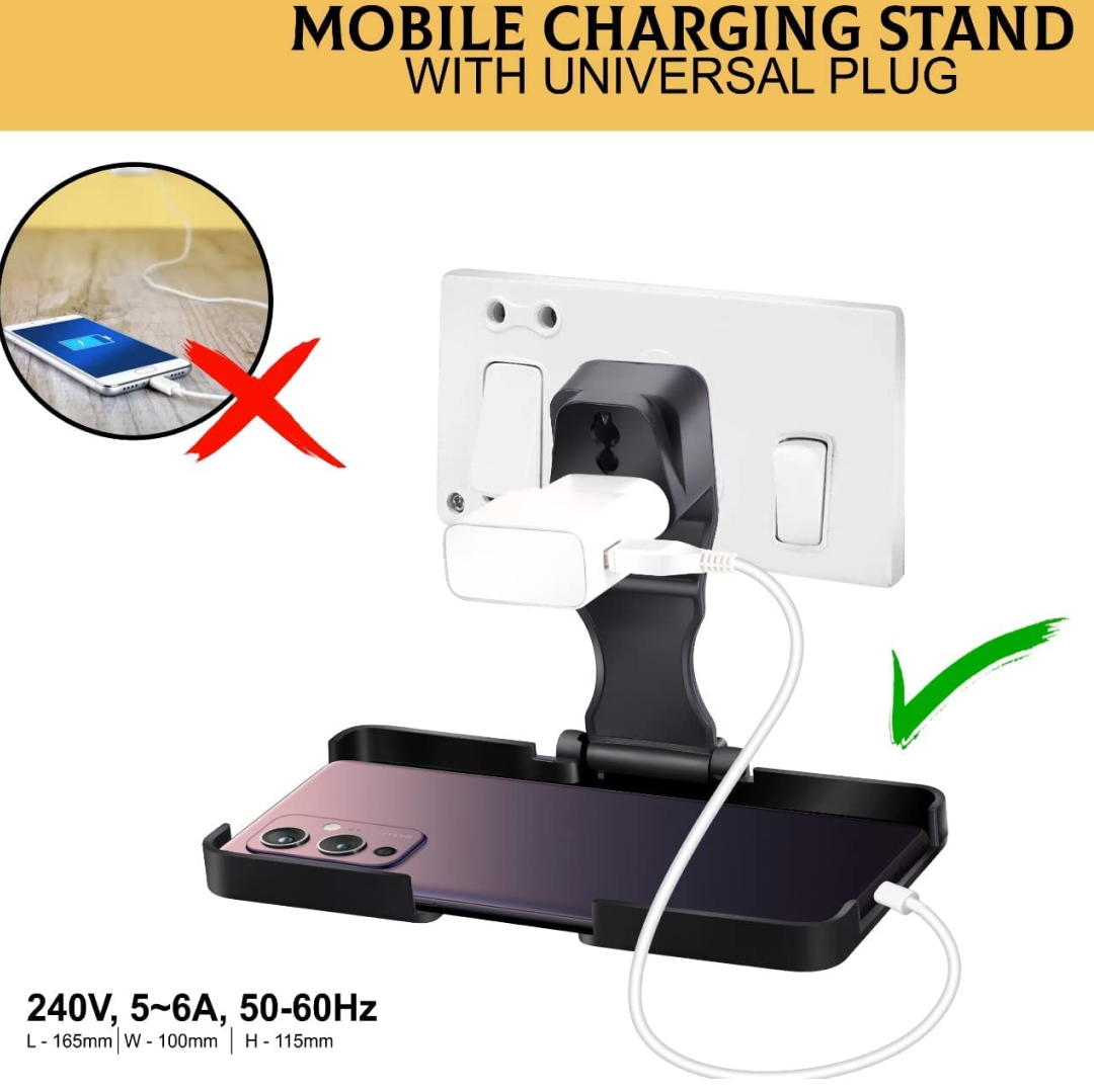 Multi-Purpose Wall Holder Stand for Charging Mobile (Black) Your Brand