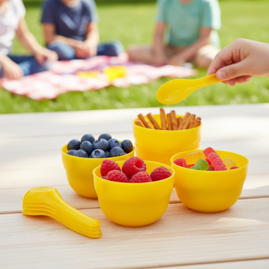 Plastic Soup Bowl & Spoon Set for Kitchen (6-Pcs) Your Brand