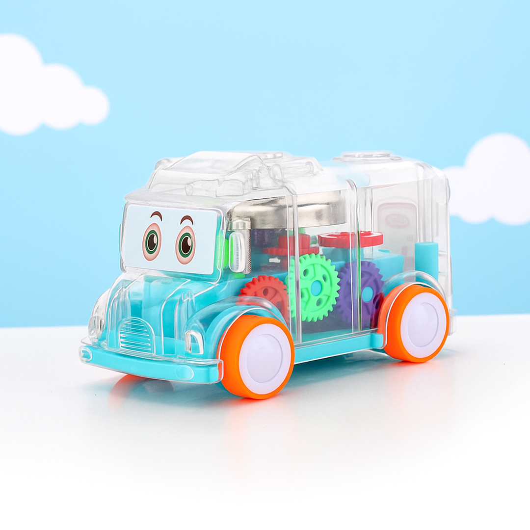Transparent Musical Mini School Bus Toy for Kids Your Brand