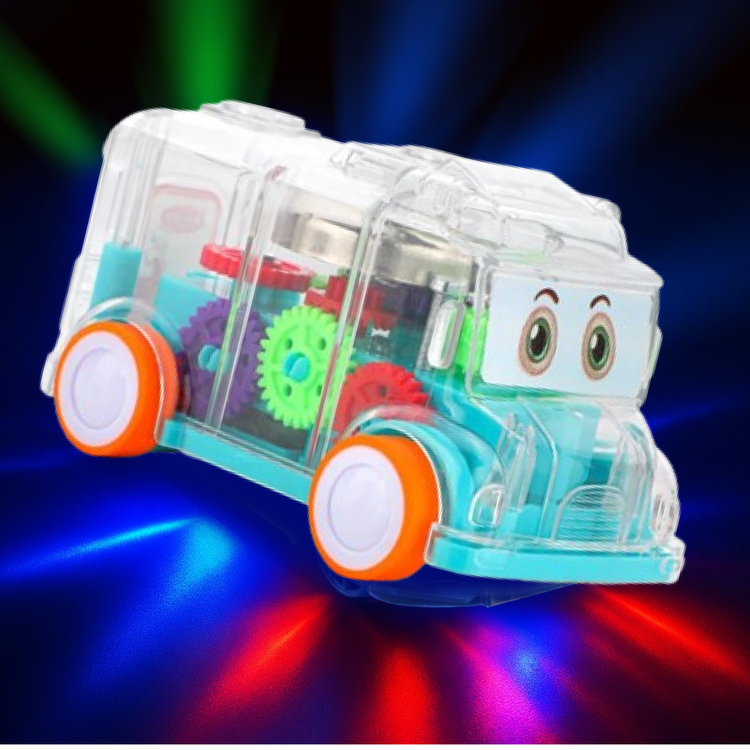 Transparent Musical Mini School Bus Toy for Kids Your Brand