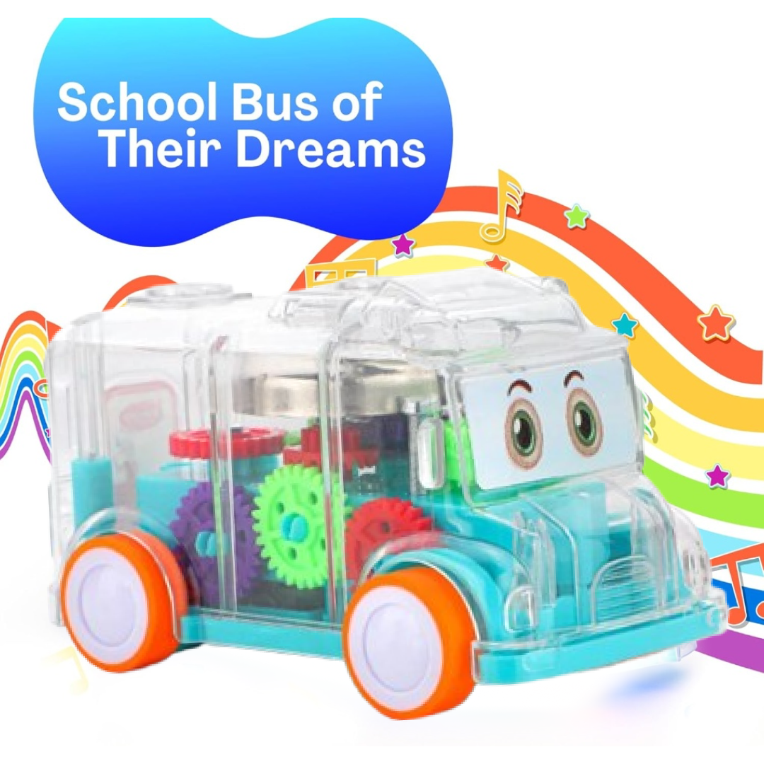 Transparent Musical Mini School Bus Toy for Kids Your Brand