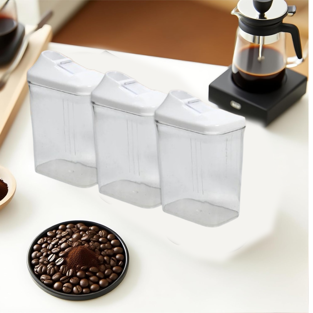 Kitchen Storage Jars & Container Set 3pc , Transparent Jar Set For home & Kitchen Use Your Brand