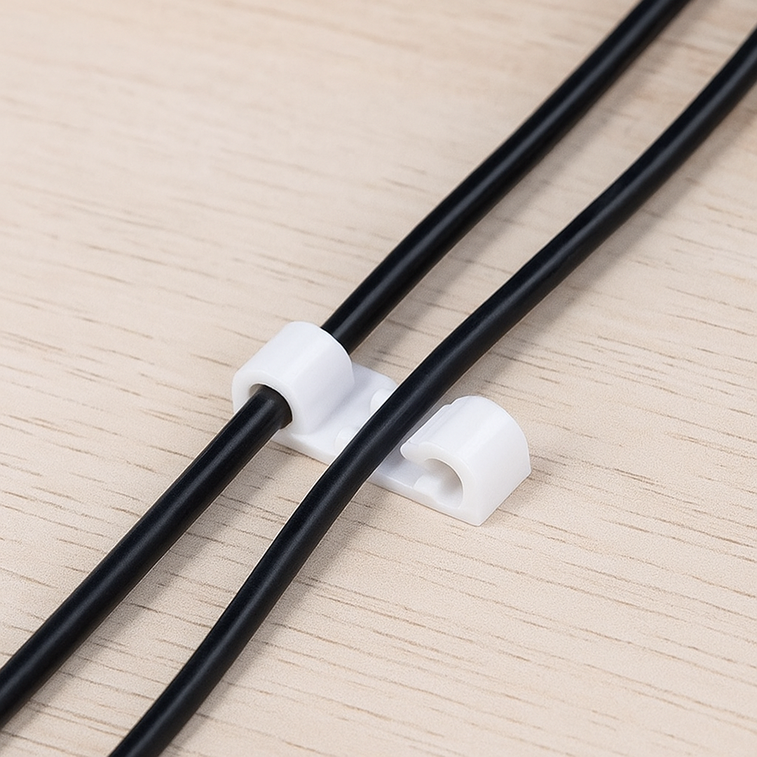 Self-Adhesive Cable Clips – Round Plastic Wire Holder for Cord Management (Pack of 20) Your Brand