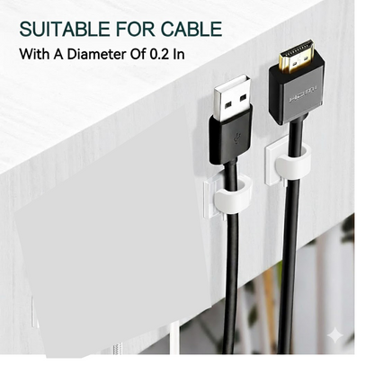 Self-Adhesive Cable Clips – Round Plastic Wire Holder for Cord Management (Pack of 20) Your Brand