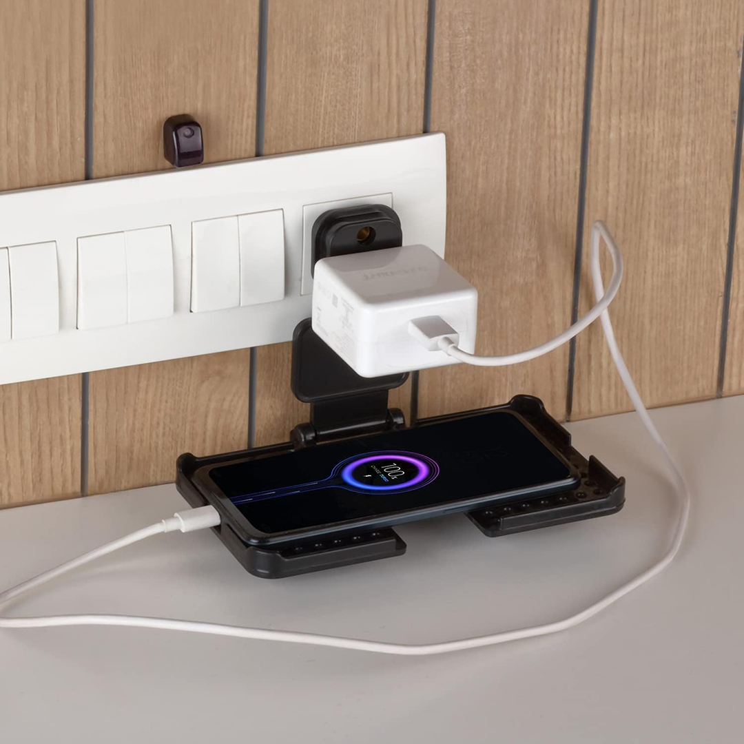 Multi-Purpose Wall Holder Stand for Charging Mobile (Black) Your Brand