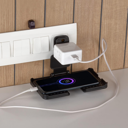Multi-Purpose Wall Holder Stand for Charging Mobile (Black) Your Brand