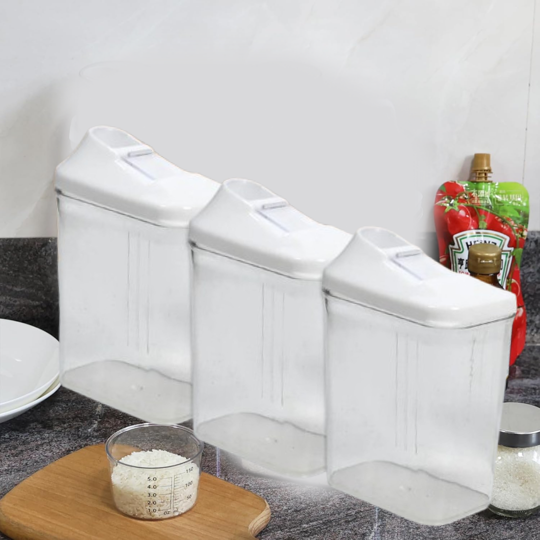 Kitchen Storage Jars & Container Set 3pc , Transparent Jar Set For home & Kitchen Use Your Brand