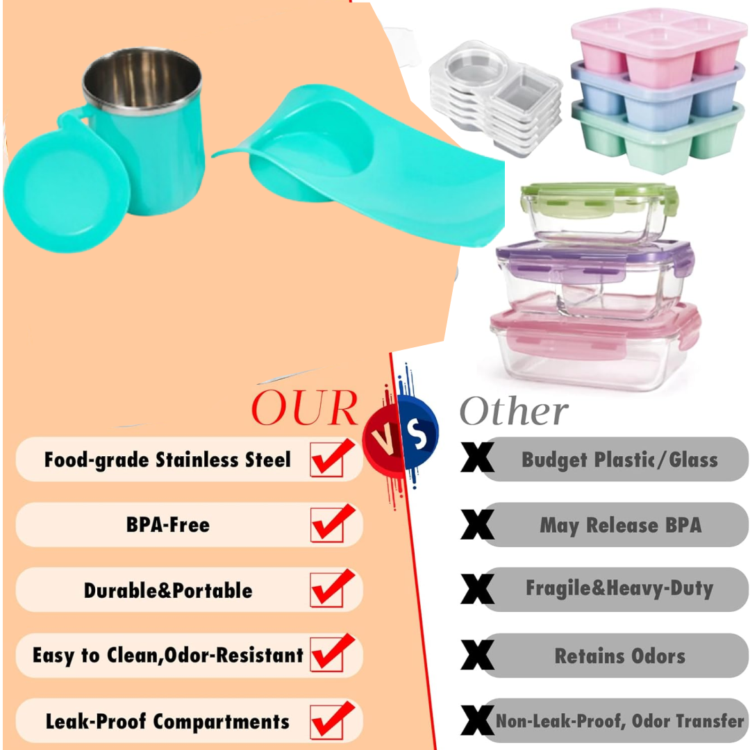Snack Tray with 350ml Steel Cup for Kids & Home Use Your Brand