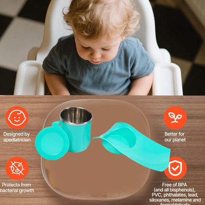 Snack Tray with 350ml Steel Cup for Kids & Home Use Your Brand