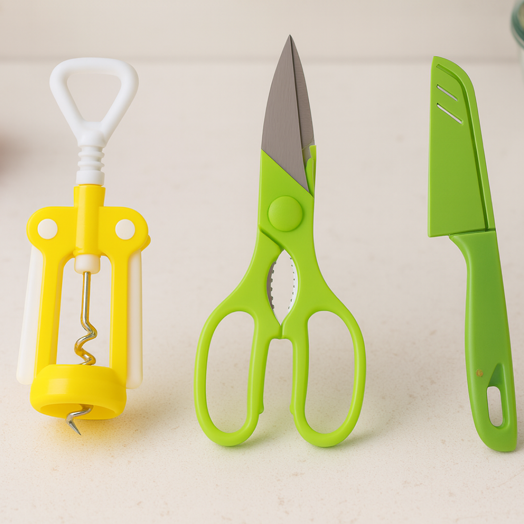 Multifunction Kitchen Tool Set – Stainless Steel & Plastic Knife and Scissors signaturekarts