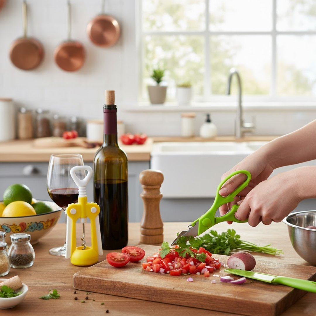 Multifunction Kitchen Tool Set – Stainless Steel & Plastic Knife and Scissors signaturekarts