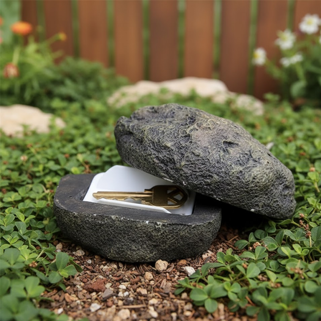Realistic Fake Rock Key Hider – Weatherproof Outdoor Key Storage Emergencies (1 Pc) signaturekarts