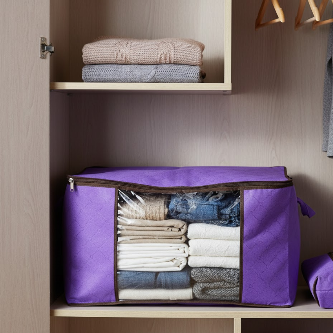 Clothing storage bag zipper, non-woven storage bag storing the clothes and sarees Signaturekarts