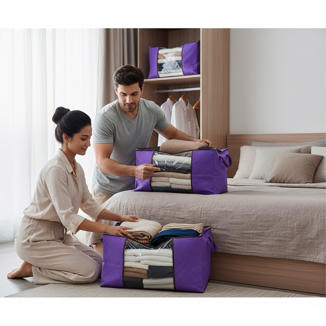 Clothing storage bag zipper, non-woven storage bag storing the clothes and sarees Signaturekarts