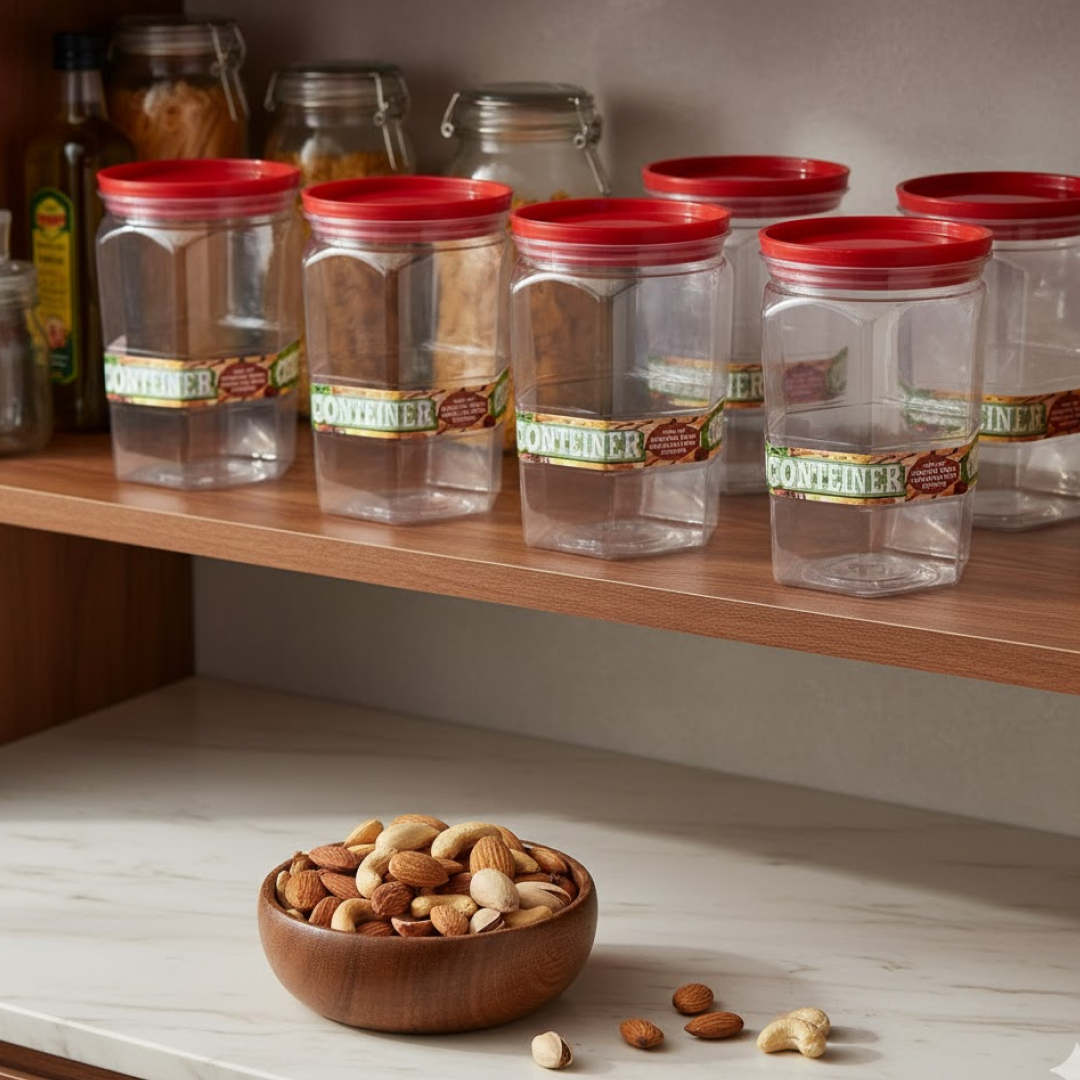 Air Tight Kitchen Storage Container (Approx - 1100Ml, Set of 6pcs) Your Brand