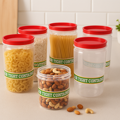 Air Tight Kitchen Storage Container (Approx - 1100Ml, Set of 6pcs) Your Brand