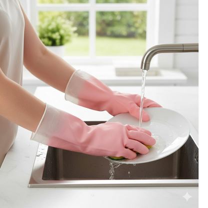 Large Size Reusable Household Cleaning Gloves - (1 Pair) signaturekarts