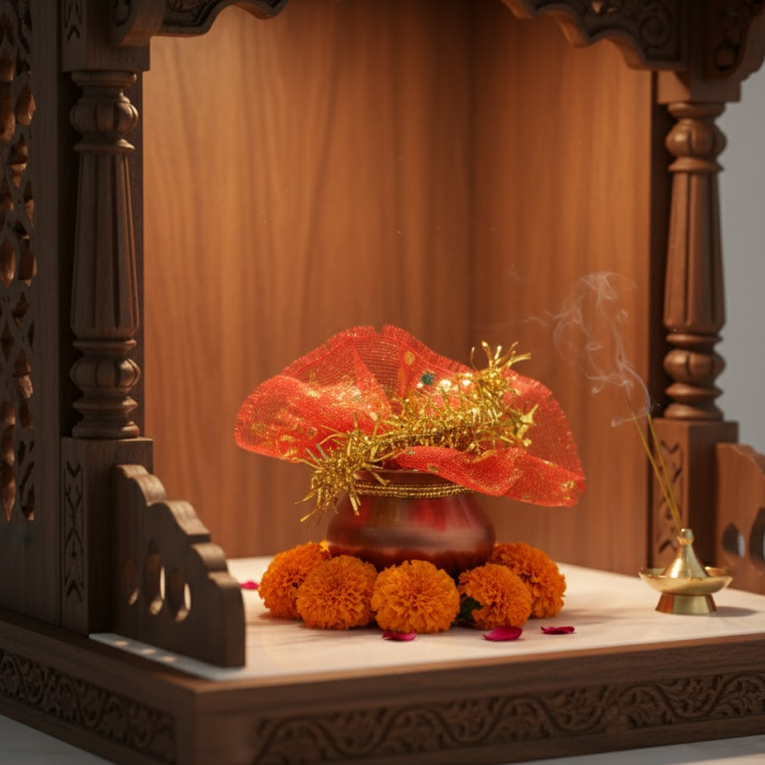 vastu Kalash Pooja Decorative Copper-Style Kalash - (1 set) signaturekarts