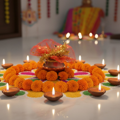 vastu Kalash Pooja Decorative Copper-Style Kalash - (1 set) signaturekarts