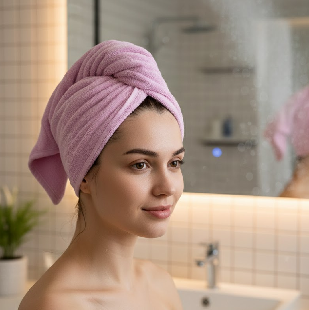 Quick Turban Hair-Drying Absorbent Microfiber Towel (1 Pc / Mix Design) Signature Kart