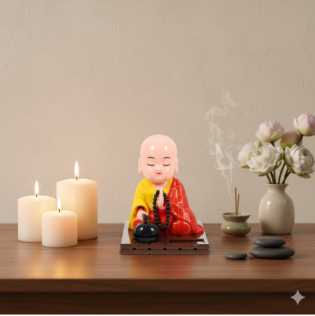 Solar Powered Sitting Buddha Statue (1 Pc / Medium) Signaturekarts