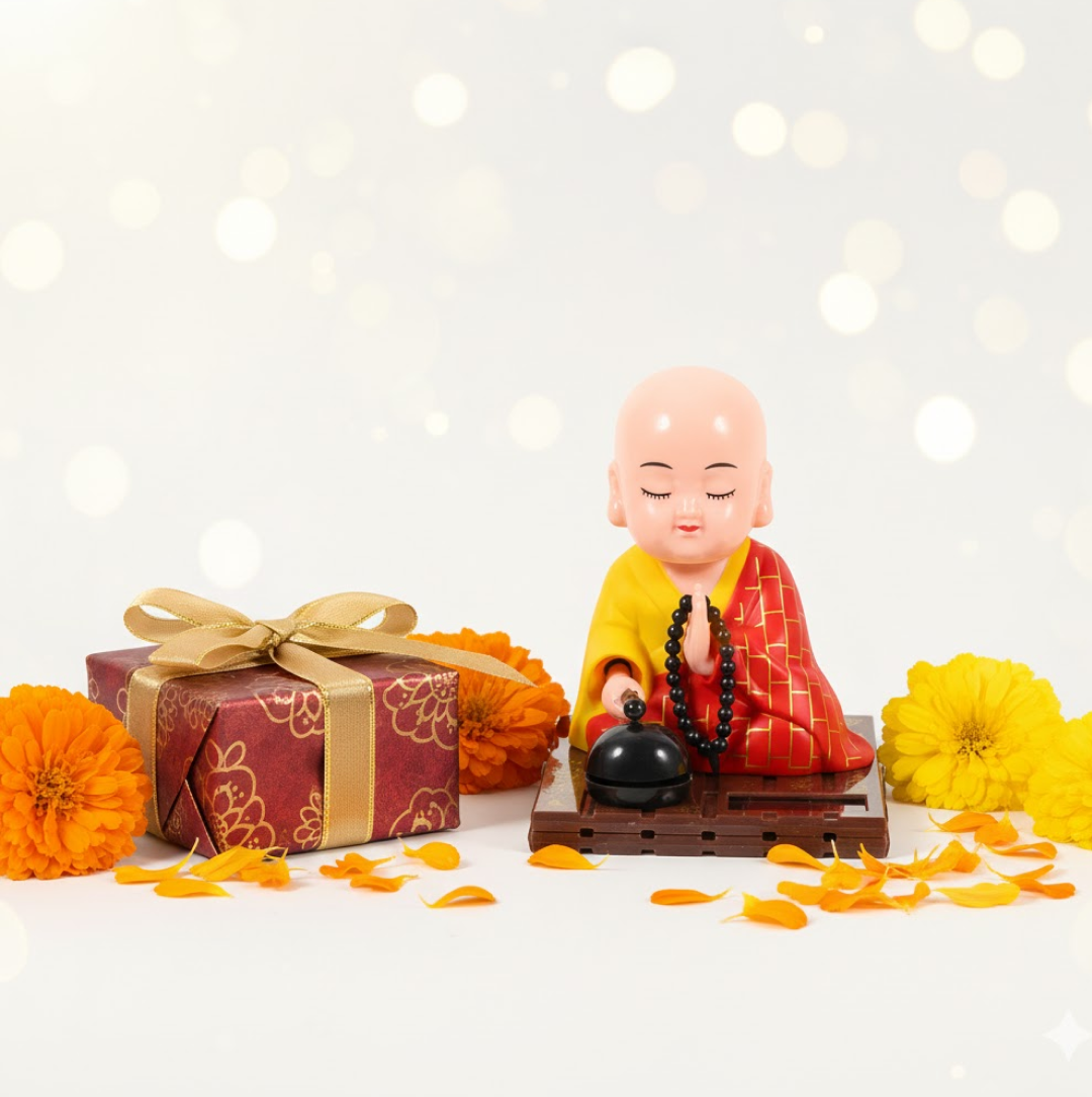 Solar Powered Sitting Buddha Statue (1 Pc / Medium) Signaturekarts