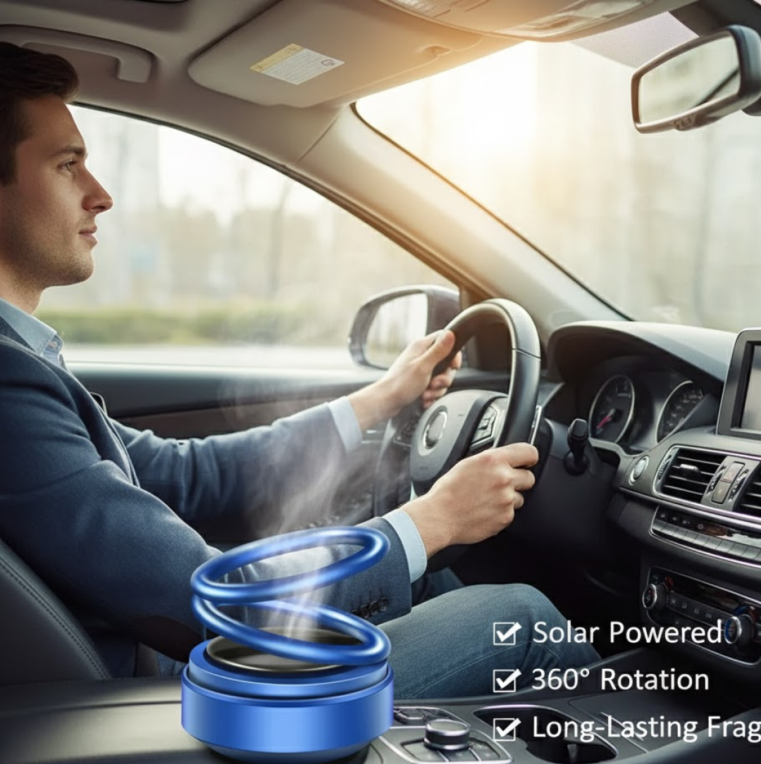 Solar Car Aroma Diffuser 360° Rotating Design, Air Freshener for Car, Home, Office Your Brand