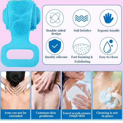 Silicone Body Back Scrubber Double Side Bathing Brush for Skin Deep Cleaning Your Brand