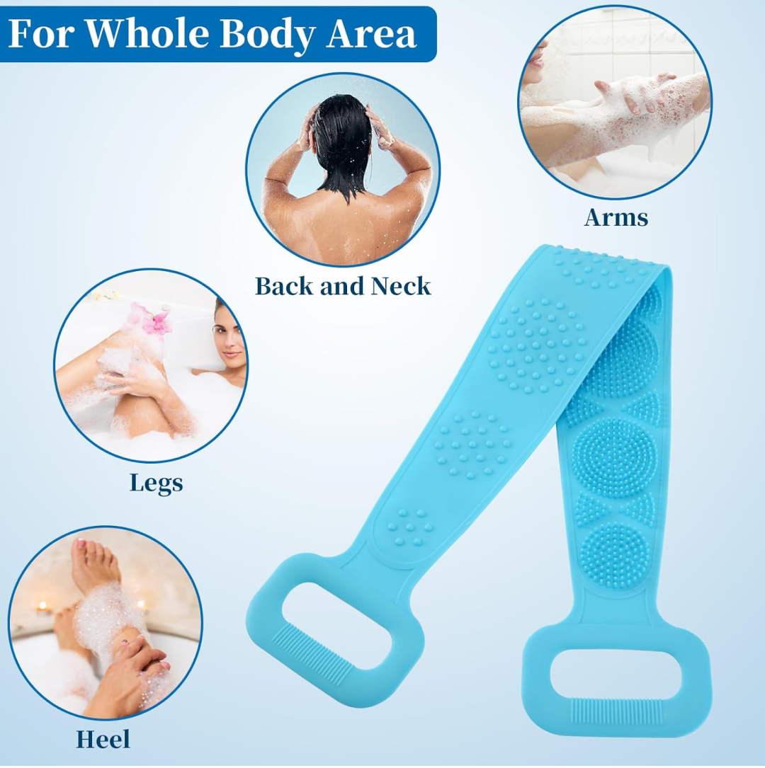 Silicone Body Back Scrubber Double Side Bathing Brush for Skin Deep Cleaning Your Brand
