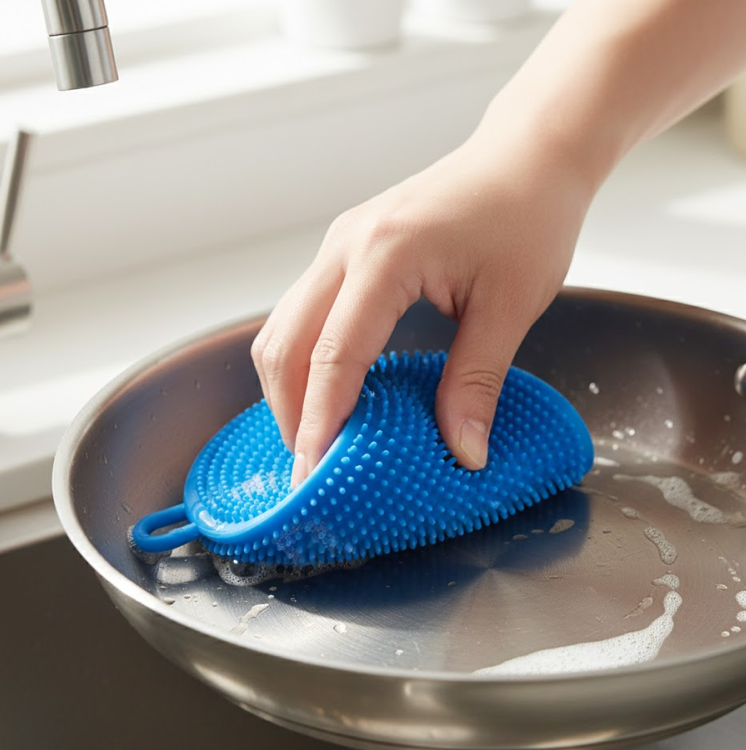Silicone Dish Scrubber Sponge Mildew Free, Non Stick, Heat Resistant Your Brand