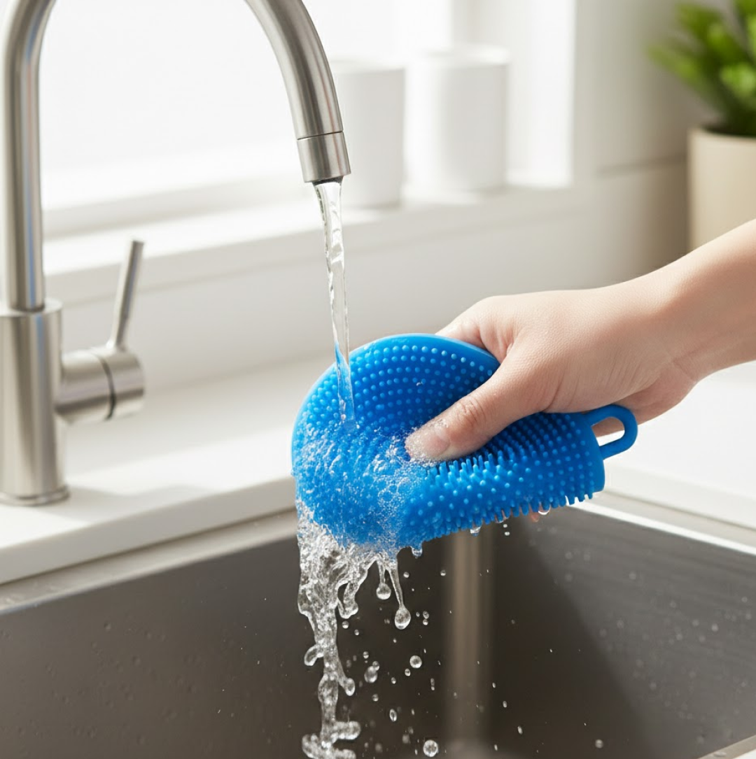 Silicone Dish Scrubber Sponge Mildew Free, Non Stick, Heat Resistant Your Brand