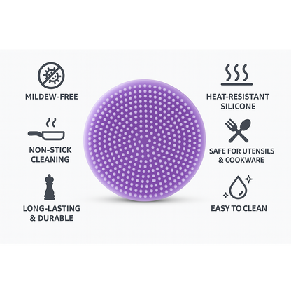 Silicone Dish Scrubber Sponge Mildew Free, Non Stick, Heat Resistant Your Brand
