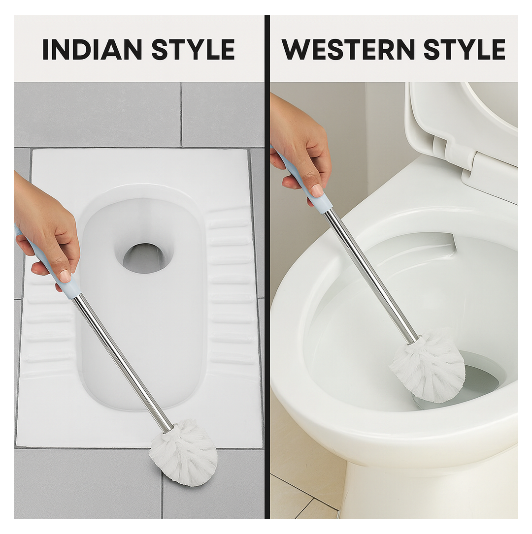 Toilet Plastic Brush with Holder Stand Western and Indian Toilet Bathroom Cleaning Your Brand