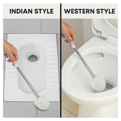 Toilet Plastic Brush with Holder Stand Western and Indian Toilet Bathroom Cleaning Your Brand