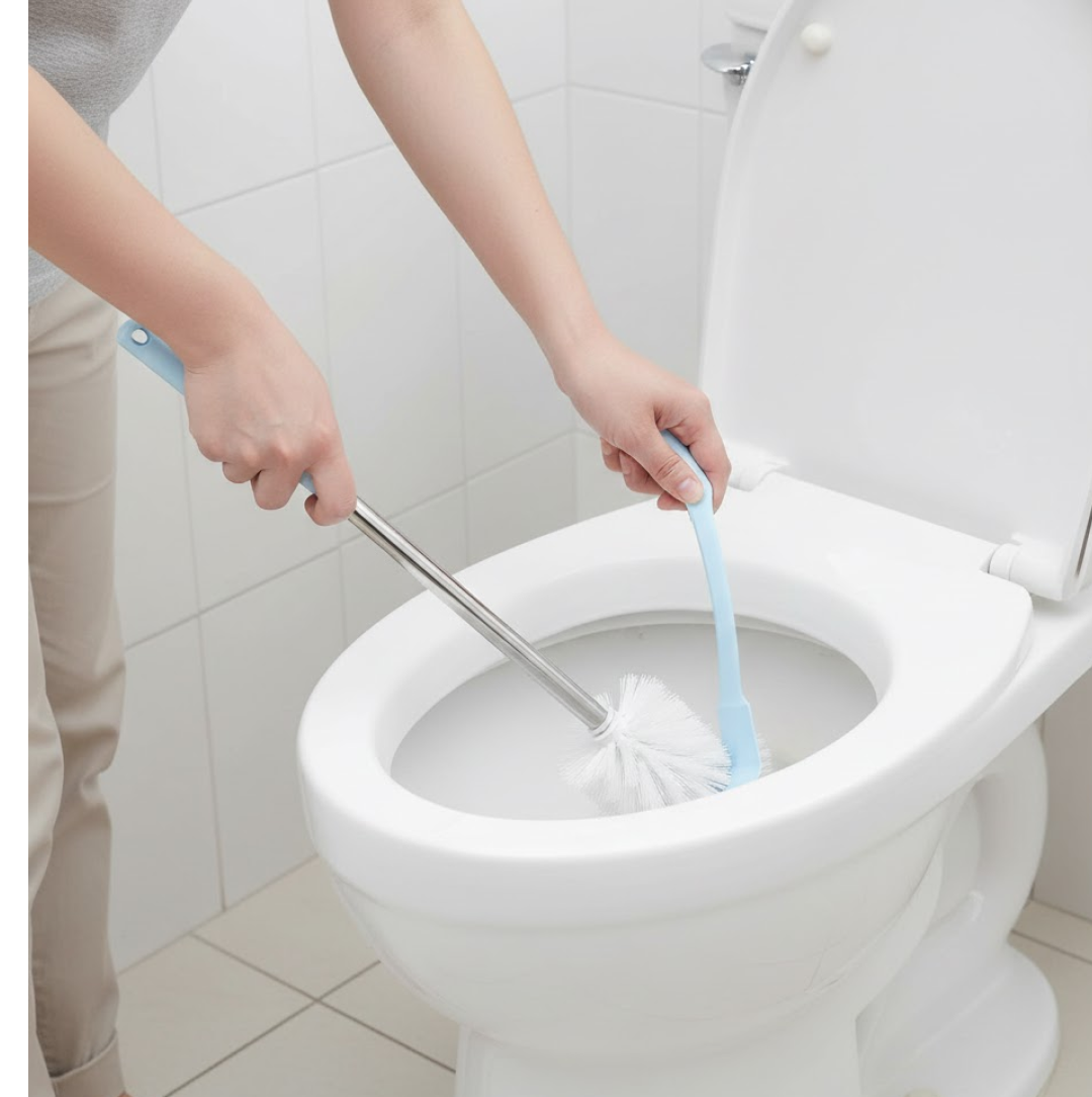 Toilet Plastic Brush with Holder Stand Western and Indian Toilet Bathroom Cleaning Your Brand