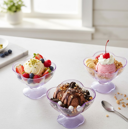 MODERN STYLE DESSERT & ICE CREAM BOWL PLASTIC 6PCS FOR HOME ,OFFICE,PARTY Your Brand