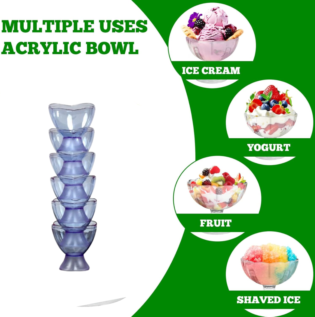 MODERN STYLE DESSERT & ICE CREAM BOWL PLASTIC 6PCS FOR HOME ,OFFICE,PARTY Your Brand