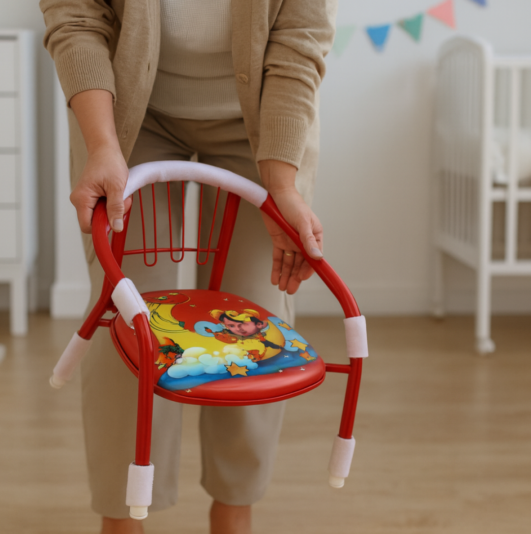 Multicolor Cartoon Design Baby Chair with Metal Backrest Soft Cushion for Kids 4 Pcs Your Brand