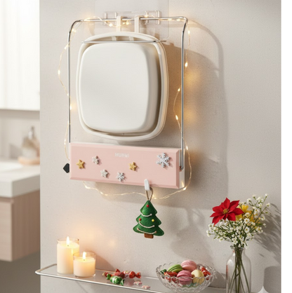 Wall-Mounted Foldable Wash Basin Storage Rack with Self-Adhesive Sticker Your Brand