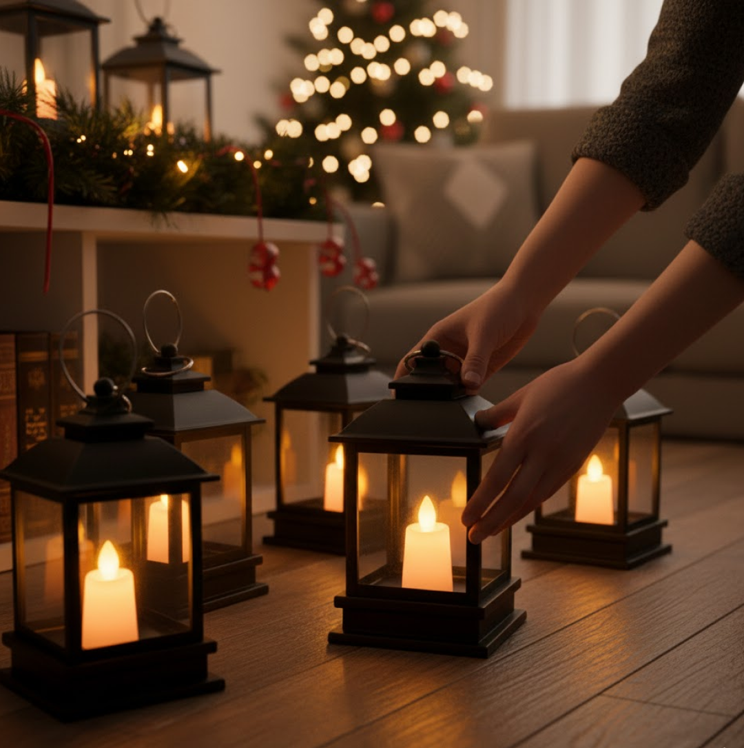 Classic Style Lantern With Artificial Rustic Battery-Operated Flameless Candle Light For Home Decoration (Pack of 24) Your Brand